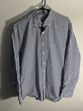 Vineyard Vines Mens M Classic Fit Murray Whale Shirt Plaid Button Blue Check